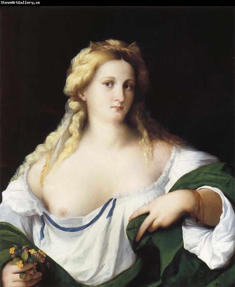 Palma Vecchio Portrait of a Young bride as Flora